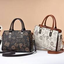 Women Shoulder Bags - 咖啡拼土黃 - 查看 4