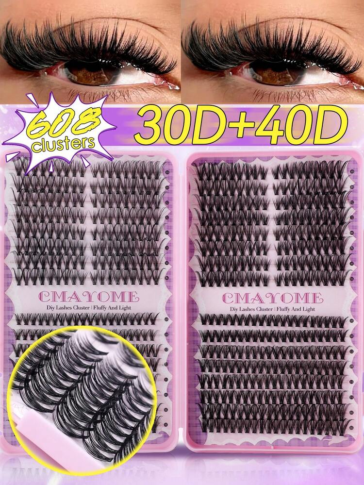 608/544pcs D-Curl DIY Individual False Eyelashes, Beginner-Friendly, Soft & Natural, DIY Segmented False Lashes, High Capacity, Fluffy & Dense, Easy To Apply, Suitable For Various Eye Makeups, DIY Fox Eye/Cat Eye/Stage Makeup, Suitable For Daily, Wedding, Party, Outdoor, Travel, Carnival, Music Festival, 30D/40D/50D/60D/80D/100D Options, Student Back-To-School Gift, Eyelash Cluster, False Eyelashes, Individual False Lashes - D - View 14