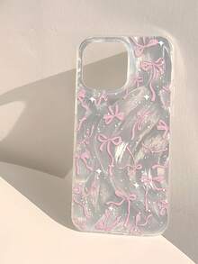 1 pieza Funda de teléfono suave con patrón de lunares y lazo rosa, compatible con iPhone 11/12/13/14/15/16 Pro Max, resistente al agua, a los golpes y a los arañazos - Multicolor - Ver 2