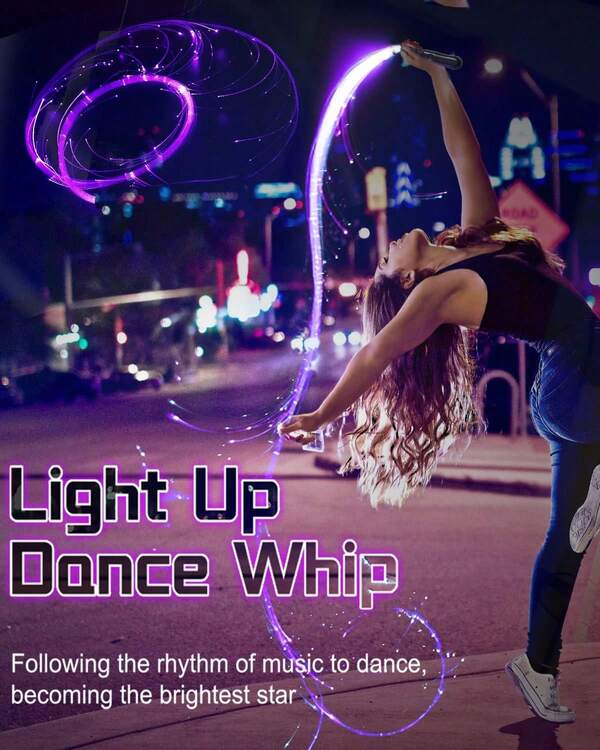 LED Fiber Optic Whip Dance, USB Rechargeable, 7 Colors, 4 Modes, Rainbow Bright Lights Effect, Great For Rave Party, Music Festival, Stage Show, Carnival Activities