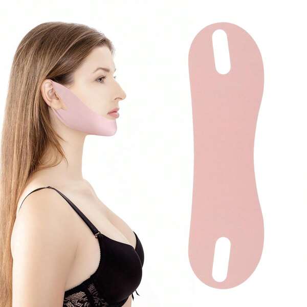 Thinp Double Chin Reducer, Reusable V Line Face Lifting Chin Chin Strap Double Chin Face Lifting Belt Chin Lift Skin Tightening And Preventing Sagging (Pink)