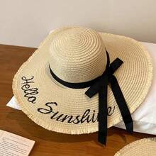 Customized Embroidered Straw Beach Hat, Fashionable Influencer/Celebrity Style Embroidered Straw Hat, Bridal Hat, Honeymoon Hat, Bridal Party Hat, Straw Hat, Sun Hat, Summer Hat Gift. Customized Embroidery Of Your Preferred Logo, Letter Or Name, Suitable For Spring, Autumn And Summer. Suitable For Fitness, Outdoor, Camping, Beach, Hiking, Travel, Art And Photography. - Multicolor - View 5