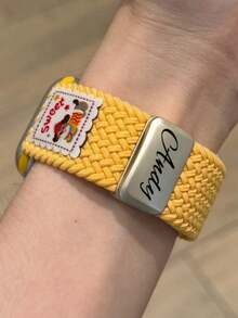 [Customized] Personalized Name Cartoon Cute Puppy Magnetic Knitting Strap Compatible With Apple Watch S1110 9 8 7 6 SE 5 Adjustable Band Compatible With Iwatch 10 42mm 46mm 49mm 45 40 44 Watch Accessories - A - View 4