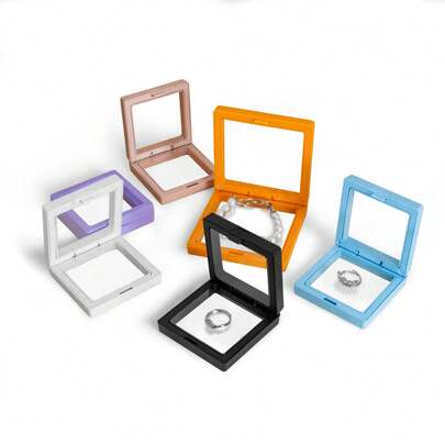 1 Piece, 3D Floating Display Box, Dustproof Jewelry Packaging, Transparent Hanging Storage Box For Storing Necklaces, Bracelets, Rings, Coins, Earrings, And Pins, With Elastic Film, Gift Box