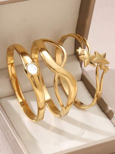 1 Stück europäischer und amerikanischer Stil modischer und personalisierter offener Knopf Armband, Edelstahl Armband, Goldarmband, mit kubischem Zirkonia besetzt Damenschmuck, geeignet für den täglichen Gebrauch von Frauen, Geburtstage, Hochzeiten, Valentinstag Geschenke, Muttertags Geschenke