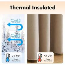 2 Panels Blackout Curtains Solid Soft Grommet Mustard Yellow Thermal Insulated Soundproof Room Darkening Curtains/Drapes/Panels Fall Living Room Bedroom 52 X 90 Inch - 駝色 - 查看 6