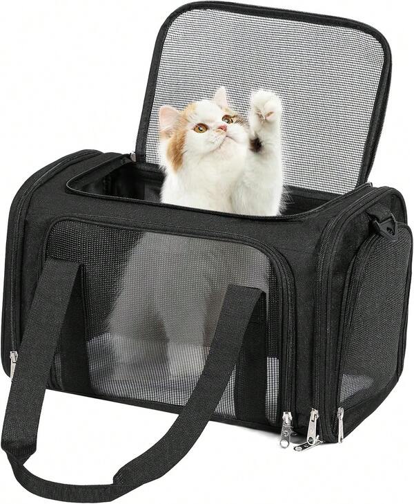 TSA-Approved Foldable Pet Backpack (Suitable For All Kinds Of Pets, Maximum Weight 15 Pounds) | Soft-Sided Travel Backpack, Suitable For Small/Medium-Sized Pets | 15.7 Inches X 10.2 Inches X 10.2 Inches - Suitable For Air Travel And Car Trips