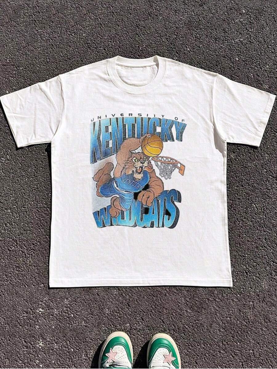 Men's Shirts Short Sleeve Gift Pure Cotton Kentucky Wildcats Basketball Graphic For Office Going-Out Fashionable People