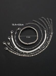 7 件套欧美新款简约多层编织链金属刀片链手链套装波西米亚时尚多层手链套装女士日常派对时尚首饰