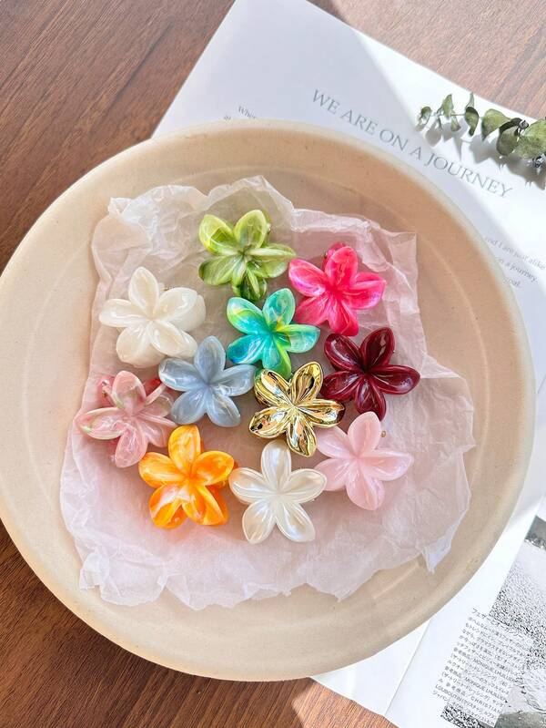 11 pièces/8 pièces/7 pièces Petites pinces à cheveux à fleurs de marguerite de 4 cm - Design floral à texture de marbre ondulé - Pinces à chignon - Élégantes et mignonnes pour un port quotidien, accessoires de beauté pour les cheveux, accessoires d'automne pour les vacances, essentiels pour les tenues d'été, de plage et de vacances pour les femmes
