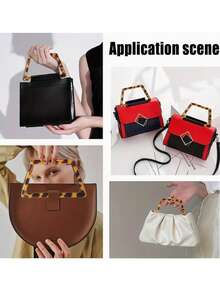 2/4件装梯形和半圆形DIY装饰包带,豹纹D形包带,仿豹纹梯形包带,扁平树脂手提包带,适用于礼盒、钱包、钩编和编织工艺品、DIY手提包制作,是送给爱人、亲戚、朋友、同学、同事、老师的绝佳礼物。 - 彩色 - 查看 3