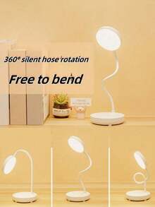 This LED Desk Lamp Is USB-Powered, With A Round Design, Portable And Compact. It Features 3-Color Dimming Function, And Is Easy To Fold And Bend, Suitable For Use In Bedroom, Nightstand, Small Desks, Dorms, Office Desks, And Other Spaces. - White - View 5