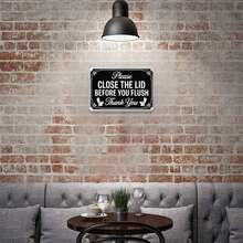 Bathroom Humor Please Close The Lid Before You Flush Vintage Toilet Metal Sign Print Aesthetic Room Decoration For Home Bedroom Kitchen Bar Dorm Bathroom Wall Decor 8 X 12 Inch - 黑色 - 查看 2