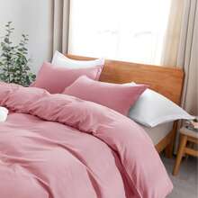 Duvet Cover TWIN Size - Soft Double Brushed King Duvet Cover Set, 3 Piece, With Zipper Closure, 1 Duvet Cover 68x90 Inches And 2 Pillow Shams Comfortable School For Students At The Beginning Of The Term - 粉色 - 查看 2