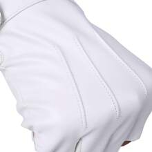 JISEN Men PU Leather Punk Half Finger Snap Performance Gloves - 白色 - 查看 8