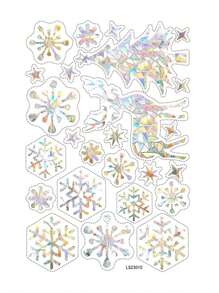 2 张圣诞雪花麋鹿冬季彩虹窗贴装饰 PVC 彩色玻璃窗贴家居新年装饰，圣诞节