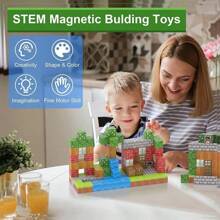 10/50/100/200pcs Children Magnetic Building Blocks, Educational Stress Relief Interactive Magnetic Tiles, Perfect Halloween, Christmas, Birthday Gift For Magnetic Tiles Stacking & Building Game Enthusiasts - Multicolor - View 3