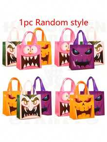 4件-22件万圣节无纺布礼品袋手提袋猫精灵鬼魂女孩木乃伊吸血鬼僵尸南瓜礼物防水包装袋 - 彩色 - 查看 2