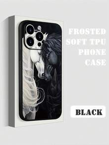 1pc Creative Wild Black & White Horse Pattern Shock-Absorbing Waterproof Phone Case, Compatible With IPhone 16/15/14/13/12/11 PLUS/PRO/PROMAX, An Ideal Gift For Yourself, Family, Friends, And Loved Ones Anti-Fall Scratch Resistant - Multicolor - View 5