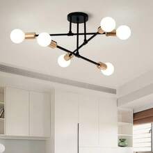 1pc Iron Art Small Living Room Lamp, Nordic Artificial Satellite Pendant Light, Multi-Color 6-Head Ceiling Light, Industrial Style Pendant Lamp (Excluding Bulbs) - Multicolor - View 9