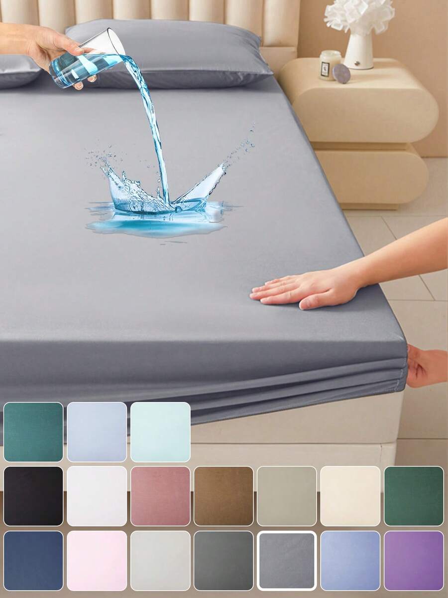 1 tấm ga trải giường chống thấm nước màu trơn, bộ ga trải giường thân thiện với da, vỏ nệm, ga trải giường mềm mại và thoải mái, tấm bảo vệ nệm, khăn trải giường cho phòng ngủ, vỏ nệm cho giấc ngủ thoải mái, phù hợp cho mọi mùa