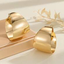Light Luxury  Geometric Circle Earrings For Women - Elegant Retro Simple Design Earrings Niche - 銀色 - 查看 5