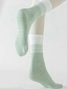 5 Paar Damen Farbverlauf Yoga Pilates Sport Socken, Silikon rutschfeste Tanzsocken, geeignet für Indoor Fitness Aerobic Sport Laufen, elastischer Sportgürtel Griff passend zu Sportbekleidung Yoga Hosen Mittellange Socken - Verschiedenfarbig - Übersicht 8