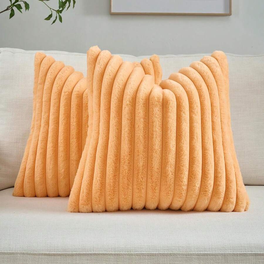 1pc/2pcs Solid Color Pillow Cover (Pillow Insert Not Included), Fabric Throw Pillow Case, Suitable For Living Room Sofa