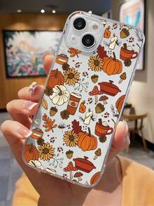 Fall Phone Case 1pc Fashionable Autumn Pumpkin & Flower Graphic Transparent TPU Anti-Fingerprint Phone Case Compatible With IPhone 16 ProMax/16/16 Pro/16 Plus/11/15/15 Pro/15 ProMax/12/13/14 ProMax/XS/XR/11 Pro/11 ProMax/12 Pro/12 ProMax/13 Pro/13 ProMax/7 Plus/14 Pro/14 ProMax/14 Plus/7 Plus/8 Plus/8/SE2/12 Mini/13 Mini Soft Cover Waterproof Shockproof Anti-Fall Scratch Resistant - Multicolor - View 1