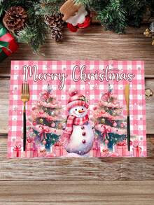 2/4/600入聖誕主題裝飾餐墊，粉色聖誕樹、聖誕雪人、Merry Christmas，聚酯纖維餐墊，適用於聖誕餐桌佈置、聖誕派對、聚會、居家裝飾，30x45cm - 彩色 - 查看 4