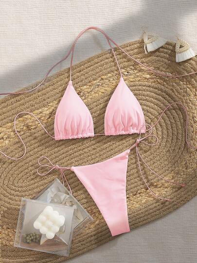  Bộ bikini dự tiệc PEPPERMOLLY mới, màu trơn, dây mảnh, kiểu đan chéo, hở lưng, thích hợp cho mùa hè đi biển, dành cho nữ, màu đen.