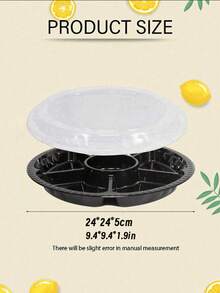 1/2/6 piezas - Bandeja redonda de plástico para aperitivos con tapa - Bandeja divisora de 10.4 pulgadas, Bandeja de almacenamiento de alimentos desechable, Bandeja de plástico para almacenamiento, Dispensador de aperitivos, Plato de frutas Bandeja de verduras, Adecuado para fiestas y bufés