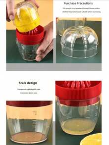1 Set Of Manual Lemon Juicer, Kitchen Tools, ABS Plastic Orange And Grapefruit Juicer, Split Type+Ultra-Fine Filter+Transparent Scale Cup Design, Convenient Juice Cup, Suitable For Kitchen, Restaurant, Outdoor, School, Very Convenient Juicer, Back To School Season - Multicolor - View 5