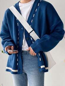 New Korean Street Style Casual Knit Cardigan Top For Men, Button-Up Cardigan , Fall Winter