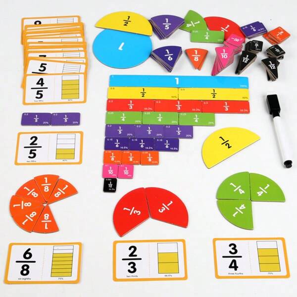 Kit d'apprentissage des fractions : un outil éducatif coloré et interactif pour les enfants, idéal pour la rentrée scolaire et Noël.