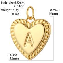 Magic Fish 1 件金色铜镀心形和字母吊坠项链