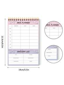 Trees 1pc A5 Size Minimalist Meal Planner,Weekly & Daily Meal Preparation Diary,Grocery List For Menu Planning,Great Tool For Healthy Lifestyle & Organized Meal Planning,School & Office Supplies,Back To School