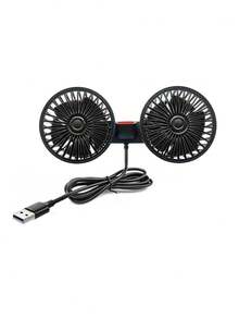 1 pieza Ventilador de carro, ventilador de doble cabezal de alta velocidad a 360°, USB, para asiento trasero del carro, portátil, 3 velocidades, potente circulación de aire, silencioso, refrigeración, montaje ajustable, instalación segura con clip, perfecto para el hogar y el carro - Multicolor - Ver 13