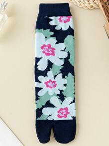 1 Pair Women's Japanese Style Two-Toe Socks, Skin-Friendly Soft And Fashionable Versatile