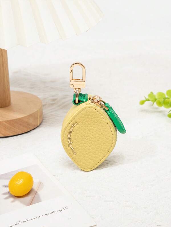 [Lemon Shape]3D Fruit Coin Purse - Exquisite & Compact, Embroidered Craft | Keychain, Hanging Accessory | Fits Coins, Car Keys, AirTag, Jewelry & Small Items | Cute Decor, Ideal For Holiday Gift, Christmas Gift, Friend Gift, Birthday Gift