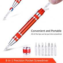 8-In-1 Multifunctional Tool Pen, Portable Screwdriver, All-In-One Technical Tool Pen With Flathead And Screwdrivers, Pocket Screwdriver, Precision Screwdriver, Cool EDC Multifunctional Small Tool, Gift For Men, Suitable For Computer, Glasses, And Daily Home Repairs - Multicolor - View 8