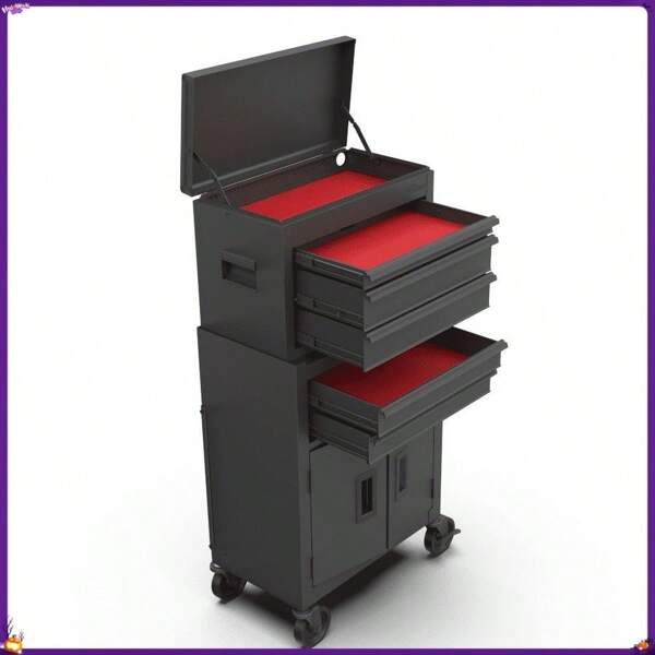 20-Inch 5-Drawer Black Steel Tool Chest With Ball-Bearing Slides And 300 Lb Load Capacity
