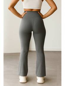 WOLFOX High Waisted Flare Ballerina Pants In Suplex Polyester, Fitness Or Casual - Xám - Xem 3