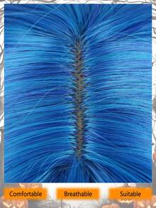 Peluca sintética resistente al calor de 14 pulgadas con flequillo, ondas de agua y ondas rizadas, de estilo Halloween, en colores naranja, azul, rosa rojo y azul mezclado, para mujeres, para uso diario, fiestas, Navidad, festivales de música, carnaval y Año Nuevo como regalo