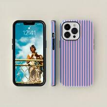 Simple Pink And Blue Stripes Bow Two-In-One Matte Texture Phone Case Suitable For Compatible With Iphone17,16, 15, 14, 13, 12, 11, PRO MAX,PLUS,As Well As , Galaxy S21/22/23/24/25 Ultra/FE+,NOTE20 Ultra,A71/56/55/54/53/52/36/34/26/25/23/16/15/14/13/06 - 彩色 - 查看 5