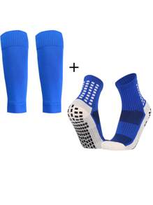 Youth Soccer Socks & Shin Guard Set, Children's Soccer Shin Sleeve Socks, Dot Adhesive Anti-Slip Soccer Sports Socks, Suitable For Youth Training, Outdoor, Wear-Resistant, Fit For 10-18 Years Old Boys And Girls