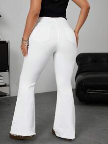 Jeanoix Quần Jeans Denim Dài Ống Loe Siêu Dài Đơn Giản Hàng Ngày Cho Nữ - trắng - Xem 2