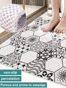 1pc Non-Slip Shower Mat With Drainage Holes, Soft & Comfortable PVC Loofah Massage Bath Mat, Quick-Dry, Ideal For Bathroom & Wet Areas, Bathroom Accessory|Hollow Design|Non-Slippery Surface, Shower Mat For Bathroom