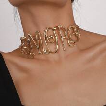 Minimalist Personality Exaggerated Letter Cool Chic Necklace Retro Fashionable Temperament Hip-Hop Style Necklace ,Breakable, Handle With Care - aMORe金色 - 查看 1