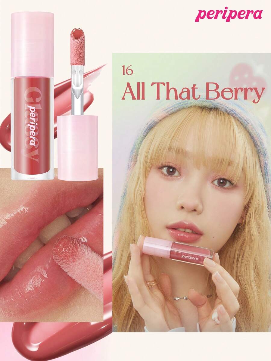 Peripera K-Beauty Ink Glasting 唇釉，純素，含植物萃取油，水感裸色唇釉，鏡面水光唇釉，玻璃唇釉，豐唇效果，自然滋潤，輕盈保濕，提亮光澤，持久，舒適，不黏膩